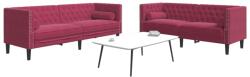 vidaXL Set canapele Chesterfield perne rulou 2 piese rosu vin catifea GartenMobel Dekor (3209295) Canapea