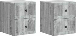 vidaXL Set 2 noptiere suspendate gri Sonoma, 33 x 34, 5 x 40 cm, 4 sertare (897968)