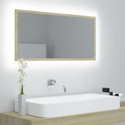 vidaXL Oglinda de baie cu LED, stejar sonoma, 90x8, 5x37 cm, acril GartenMobel Dekor (804935)