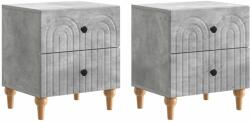 vidaXL Set 2 noptiere gri beton cu 2 sertare, 43 x 34, 5 x 48 cm (894072)