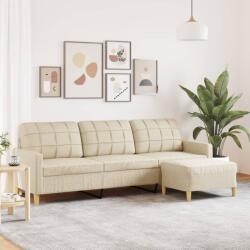 vidaXL Canapea cu 3 locuri si taburet, crem, 210 cm, textil GartenMobel Dekor (3278251) Canapea