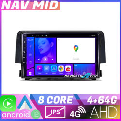 Edotec Navigatie Honda Civic 2016-2020 Android 12, 4GB RAM, 64GB, CarPlay (NAV2-9-4+64|K-669)