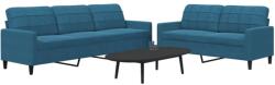 vidaXL Set de canapele cu perne, 2 piese, albastru, catifea GartenMobel Dekor (3278480) Canapea