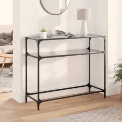vidaXL Masuta de cafea, blat din sticla negra, 98x35x81 cm, otel GartenMobel Dekor (846027)