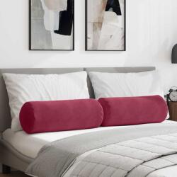 vidaXL Perne Bolster 2 pcs Rosu Vin Ø 25 x 70 cm Tesatura din corduroy GartenMobel Dekor (42014333)