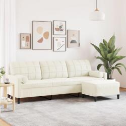 vidaXL Canapea cu 3 locuri si taburet, crem, 210 cm, catifea GartenMobel Dekor (3278285) Canapea
