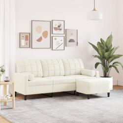 vidaXL Canapea cu 3 locuri si taburet, crem, 180 cm, catifea GartenMobel Dekor (3278275) Canapea