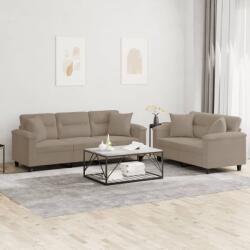 vidaXL Set de canapele cu perne, 2 piese, gri taupe, microfibra GartenMobel Dekor (3202350) Canapea