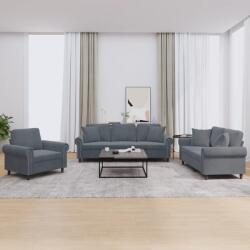 vidaXL Set canapea cu perne, 3 piese, gri închis, catifea GartenMobel Dekor (3202191) Canapea