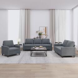 vidaXL Set de canapele cu perne, 3 piese, gri închis, catifea GartenMobel Dekor (3201477) Canapea
