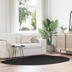 vidaXL Covor oval Huarte negru 160x230 cm, poliester, antiderapant (4103751) Covor