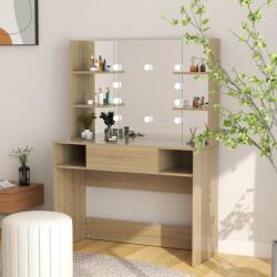 vidaXL Masa machiaj cu lumini LED, stejar, 100x40x135 cm , MDF GartenMobel Dekor (331545)