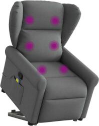 vidaXL Fotoliu de masaj rabatabil cu ridicare, gri închis, textil GartenMobel Dekor (3303385)