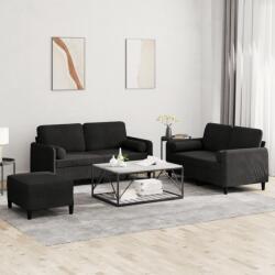 vidaXL Set de canapele cu perne, 3 piese, negru, catifea GartenMobel Dekor (3202009) Canapea