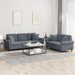 vidaXL Set canapea cu perne, 2 piese, gri închis, catifea GartenMobel Dekor (3202271) Canapea