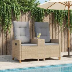 vidaXL Banca reclinabila cu masa Beige si gri deschis poliratan GartenMobel Dekor (42026815)
