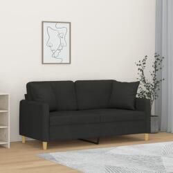 vidaXL Canapea cu 2 locuri cu pernute, negru, 140 cm, textil GartenMobel Dekor (3200913) Canapea