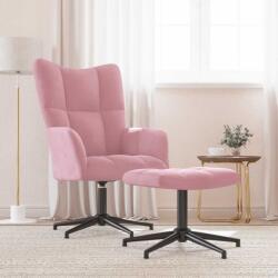 vidaXL Scaun de relaxare cu taburet, roz, catifea GartenMobel Dekor (328110)
