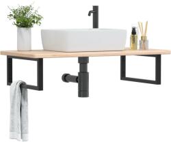 vidaXL Raft pentru lavoar montat pe perete, otel si lemn masiv stejar GartenMobel Dekor (3302385)