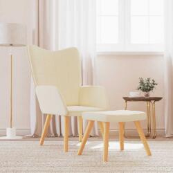 vidaXL Scaun de relaxare cu taburet, crem, textil GartenMobel Dekor (327932)