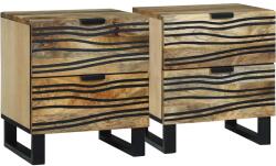 vidaXL Set 2 noptiere din lemn masiv, naturale, 40 x 33 x 46 cm, vidaXL (4017935)