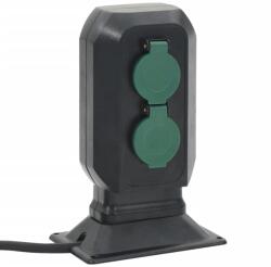 vidaXL Priza de exterior cu tarus si 4 cai, negru/verde, 15, 5x11x24 cm GartenMobel Dekor (4010101)