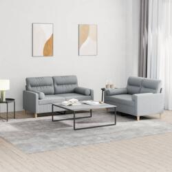 vidaXL Set de canapele cu perne, 2 piese, gri deschis, material textil GartenMobel Dekor (3201584) Canapea