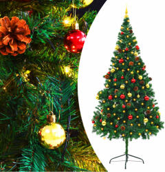 vidaXL Brad de Craciun artificial pre-iluminat cu globuri verde 210 cm GartenMobel Dekor (321501)