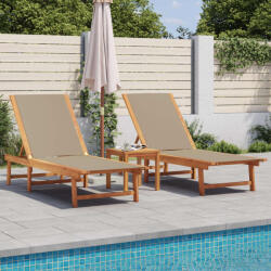 vidaXL Sezlonguri 2 buc. gri taupe cu masa lemn masiv acacia/textilena GartenMobel Dekor (3279255)