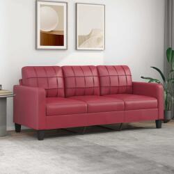 vidaXL Canapea cu 3 locuri, rosu vin, 180 cm, piele ecologica GartenMobel Dekor (359125) Canapea