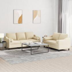 vidaXL Set de canapele cu perne, 2 piese, crem, material textil GartenMobel Dekor (3201852) Canapea