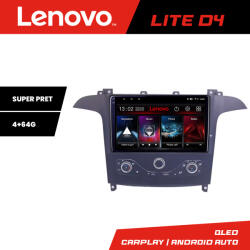 Lenovo Navigatie Android Ford S-Max 2006-2014 Lenovo QLED 4+64GB CarPlay (KIT-smax-navi+LITE-D4-9-4+64)