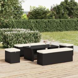 vidaXL Taburete cu perne, 2 buc. , negru, 40x30x40 cm, poliratan GartenMobel Dekor (319394)