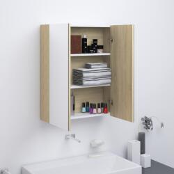 vidaXL Dulap de baie cu oglinda, alb si stejar, 60x15x75 cm, MDF GartenMobel Dekor (331530)