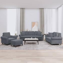 vidaXL Set canapea cu perne, 4 piese, gri închis, catifea GartenMobel Dekor (3202201) Canapea