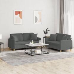 vidaXL Set de canapele cu perne, 2 piese, gri închis, material textil GartenMobel Dekor (3202103) Canapea