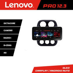 Lenovo Navigatie Android Jeep Compass 2010-2016, 12.3 inch QLED, 4G, 8GB+256GB (KIT-2500+PRO-12.3-8+256+KIT-10-9)