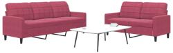 vidaXL Set canapele cu perne, 2 piese, rosu vin, catifea GartenMobel Dekor (3278395) Canapea