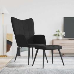 vidaXL Scaun de relaxare cu taburet, negru, textil GartenMobel Dekor (327958)