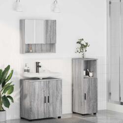 vidaXL Set de mobilier pentru baie Pe perete cu usa 3 pcs Gri Sonoma GartenMobel Dekor (3392949)