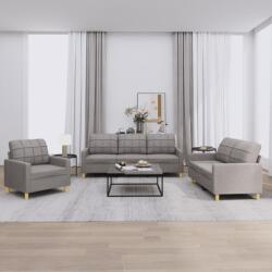 vidaXL Set de canapea cu perne, 3 piese, gri taupe, material textil GartenMobel Dekor (3201249) Canapea