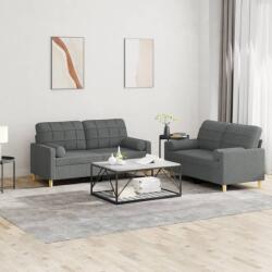 vidaXL Set de canapele cu perne, 2 piese, gri închis, material textil GartenMobel Dekor (3201291) Canapea