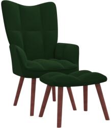 vidaXL Scaun de relaxare cu taburet, verde închis, catifea GartenMobel Dekor (328064)
