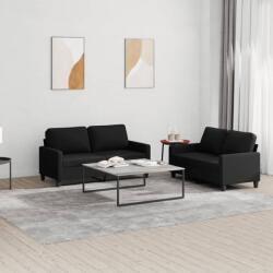 vidaXL Set de canapele cu perne, 2 piese, negru, textil GartenMobel Dekor (3201448) Canapea