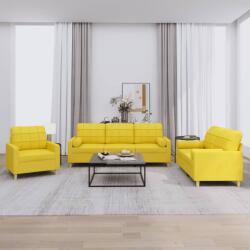 vidaXL Set de canapele cu perne, 3 piese, galben deschis, textil GartenMobel Dekor (3201263) Canapea