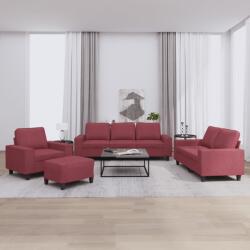vidaXL Set de canapea, 4 piese, rosu vin, material textil GartenMobel Dekor (3201880) Canapea
