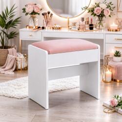 Vasagle Taburet pentru masa de toaleta VASAGLE, catifea roz, alb mat, 45 cm (EZ-RDS001W01)