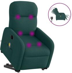 vidaXL Fotoliu electric masaj rabatabil / ridicare verde închis textil GartenMobel Dekor (3303008)