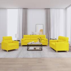 vidaXL Set de canapele cu perne, 3 piese, galben deschis, textil GartenMobel Dekor (3201557) Canapea