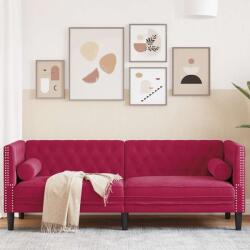 vidaXL Canapea Chesterfield cu pernute/3 locuri, rosu vin, catifea GartenMobel Dekor (372697) Canapea